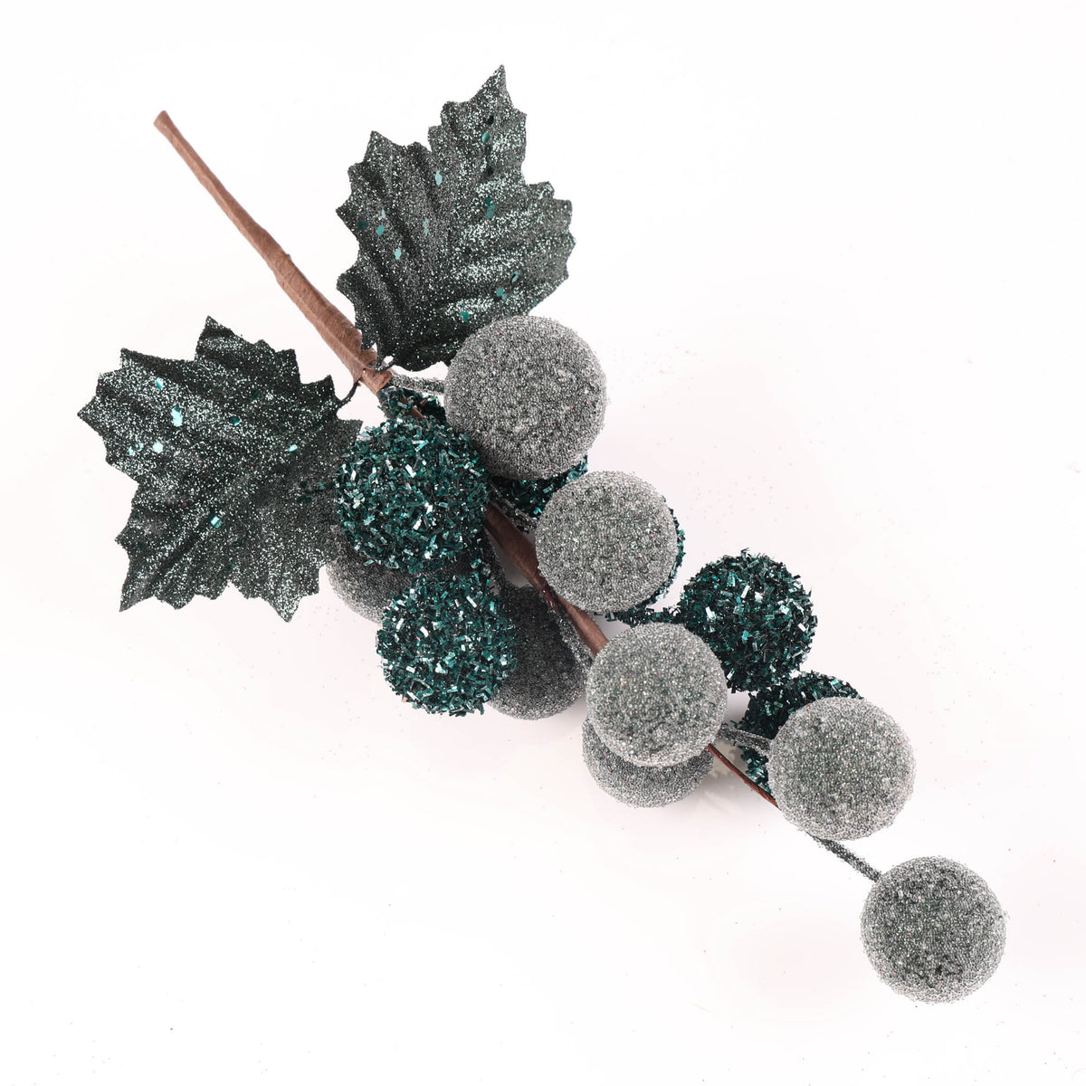 Frosted Forest Green Berry Bunch - 34cm