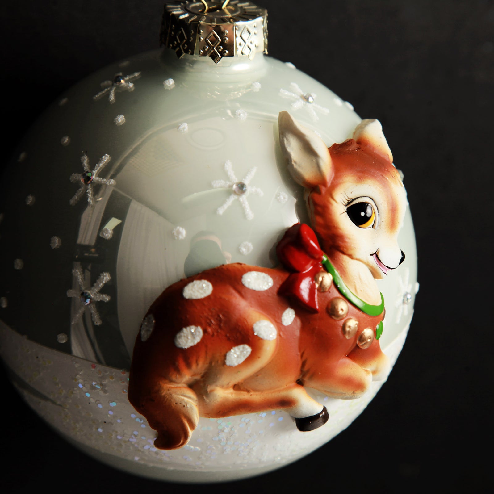 Frosted Glass 3D Bambi Christmas Bauble