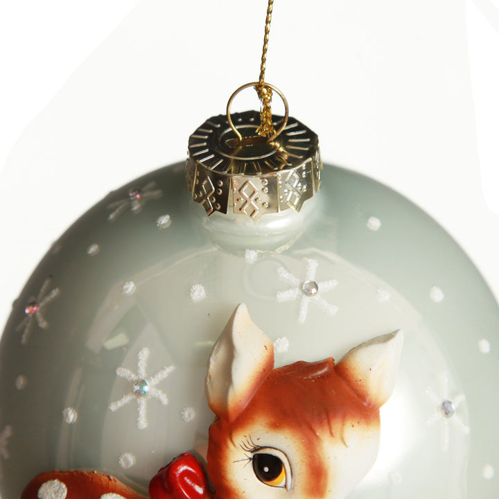 Frosted Glass 3D Bambi Christmas Bauble