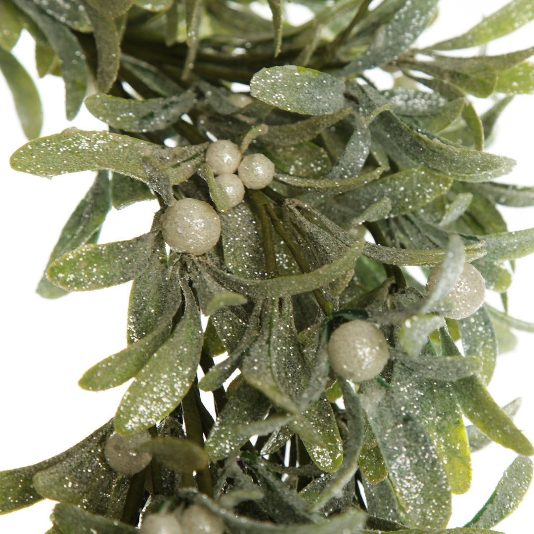 Frosted Green Leaf Christmas Wreath with White Berries