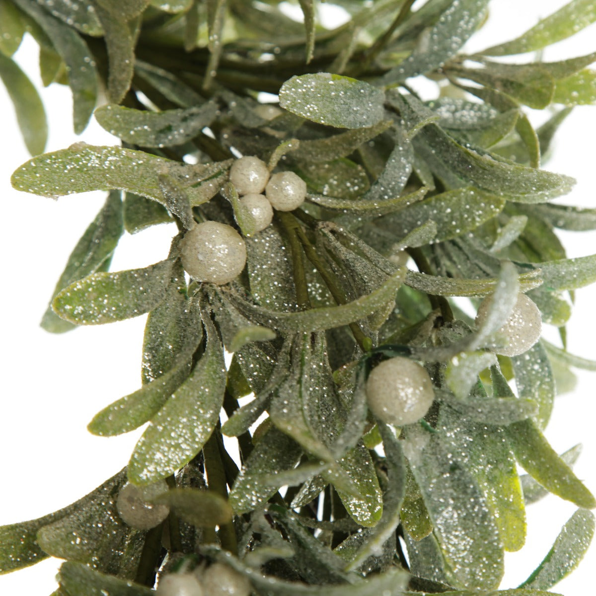 Frosted Green Leaf Christmas Wreath with White Berries
