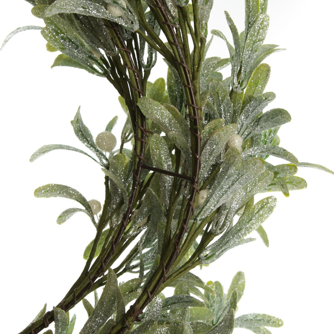 Frosted Green Leaf Christmas Wreath with White Berries