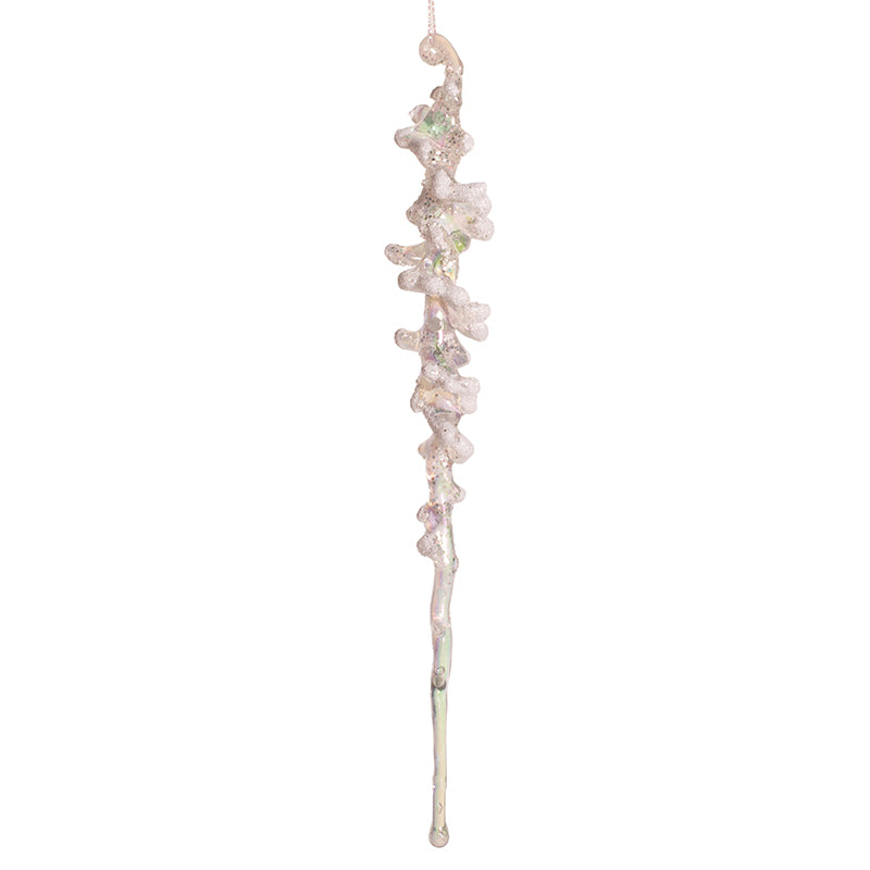 Frosted Iridescent Icicle Long Drop Tree Decoration - Set of 2
