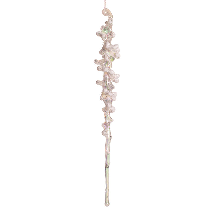 Frosted Iridescent Icicle Long Drop Tree Decoration - Set of 2