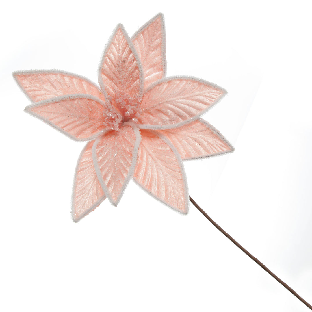 Frosted Pink Flower Clip with White Edge
