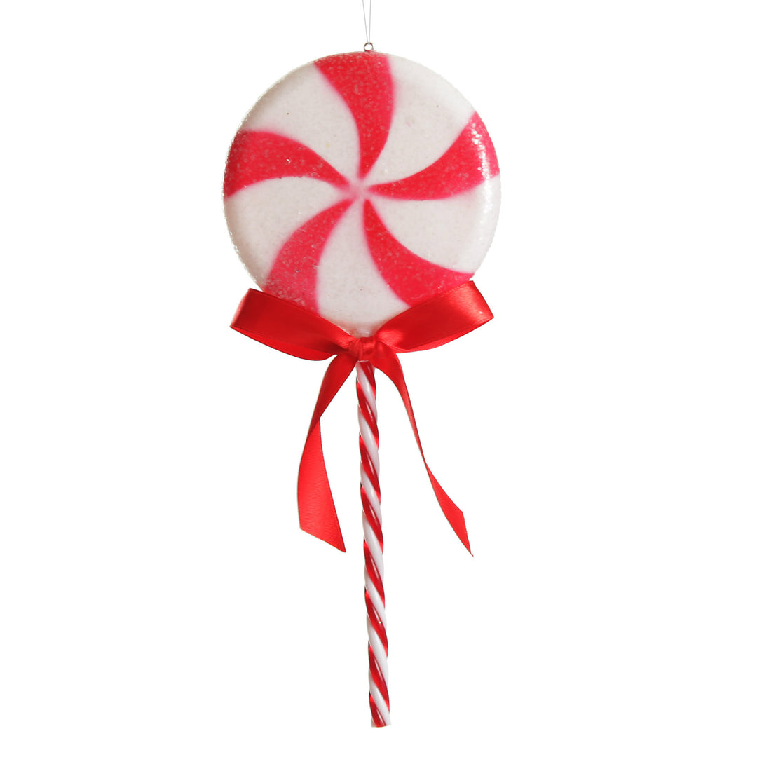 Frosted Red Peppermint Lollipop Tree Decoration - Set of 2