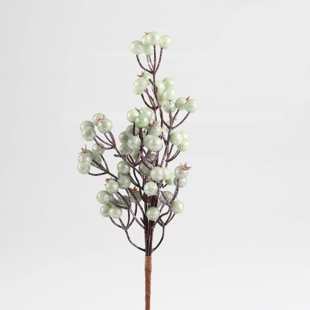 Frosted Sage Green Pomegranate Bunch Spray - 35cm