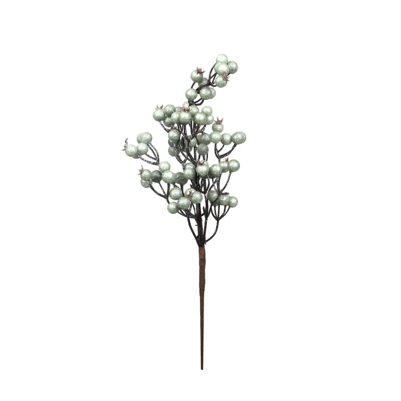 Frosted Sage Green Pomegranate Bunch Spray - 35cm