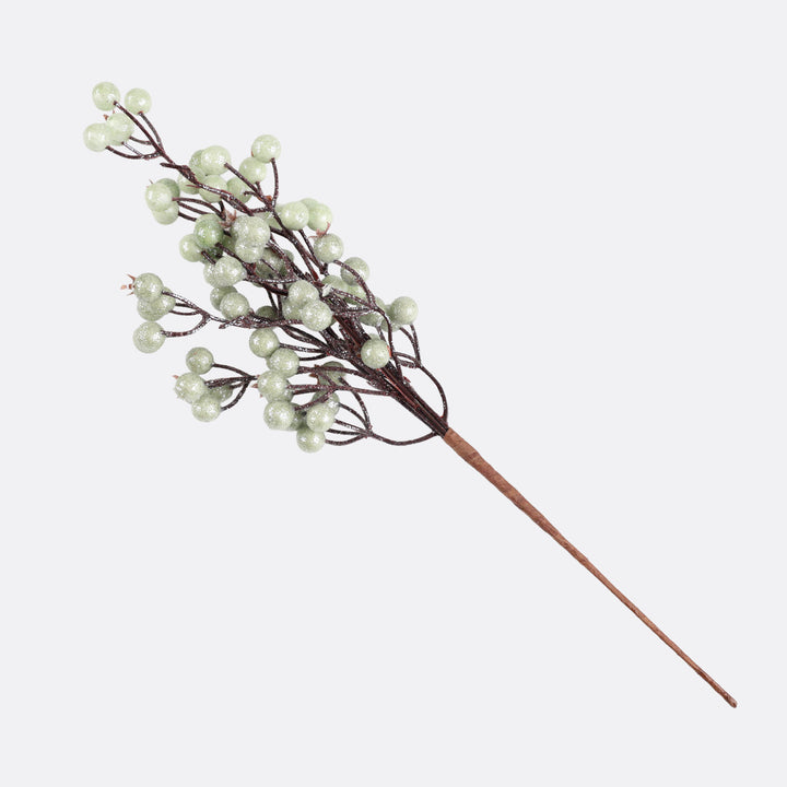Frosted Sage Green Pomegranate Bunch Spray - 35cm