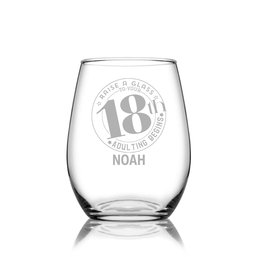 personalised-18th-birthday-stemless-wine-glass-fun-design-laser-etched