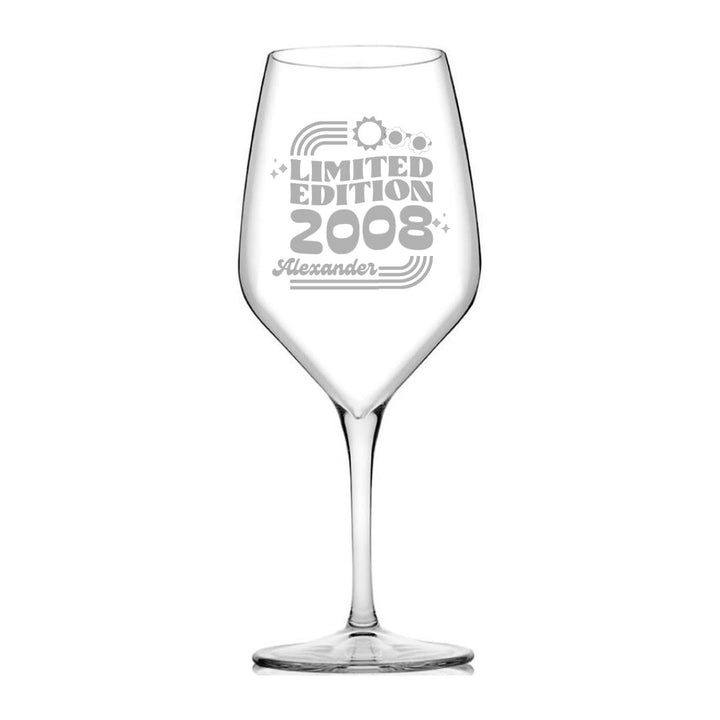 Personalised 18th Milestone Birthday Wine Glass – Fun Design Laser Etched