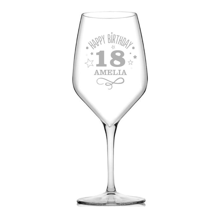 Personalised 18th Milestone Birthday Wine Glass – Fun Design Laser Etched