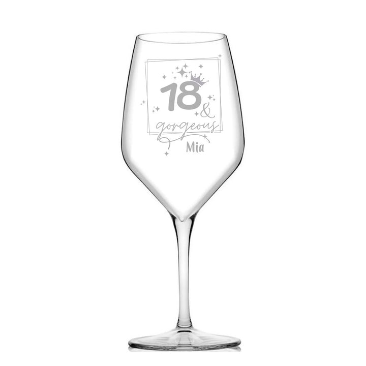 Personalised 18th Milestone Birthday Wine Glass – Fun Design Laser Etched