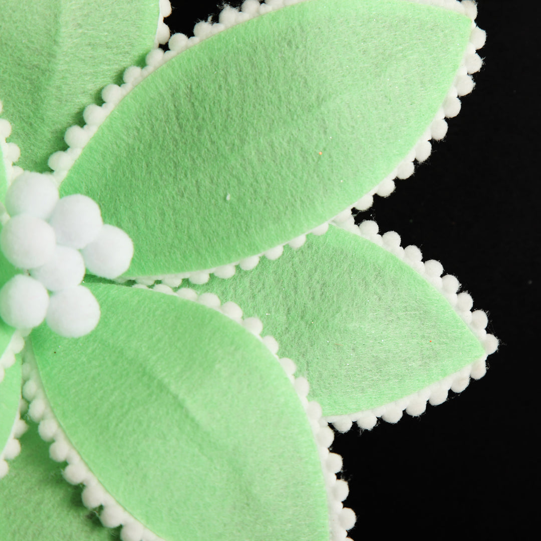 Fun Mint Green Flower Stem with White Pom Pom Trim