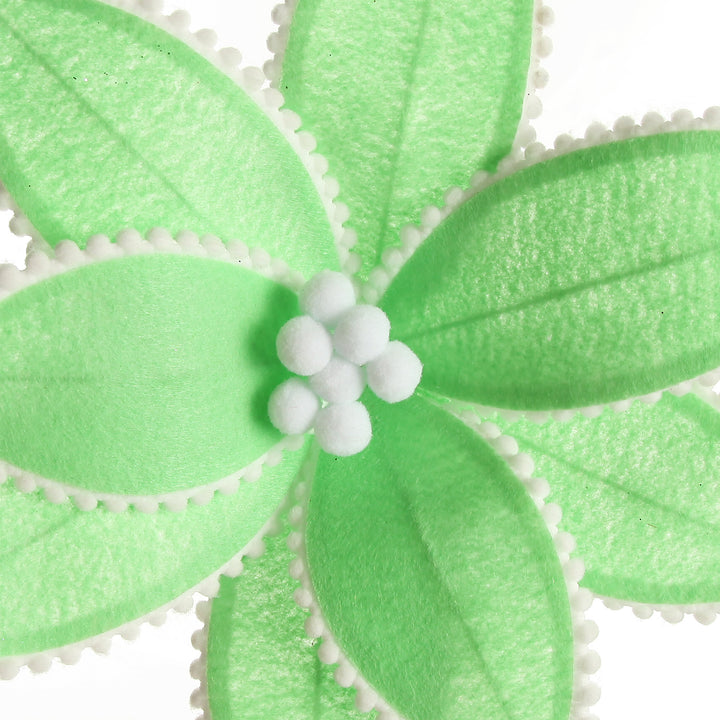 Fun Mint Green Flower Stem with White Pom Pom Trim