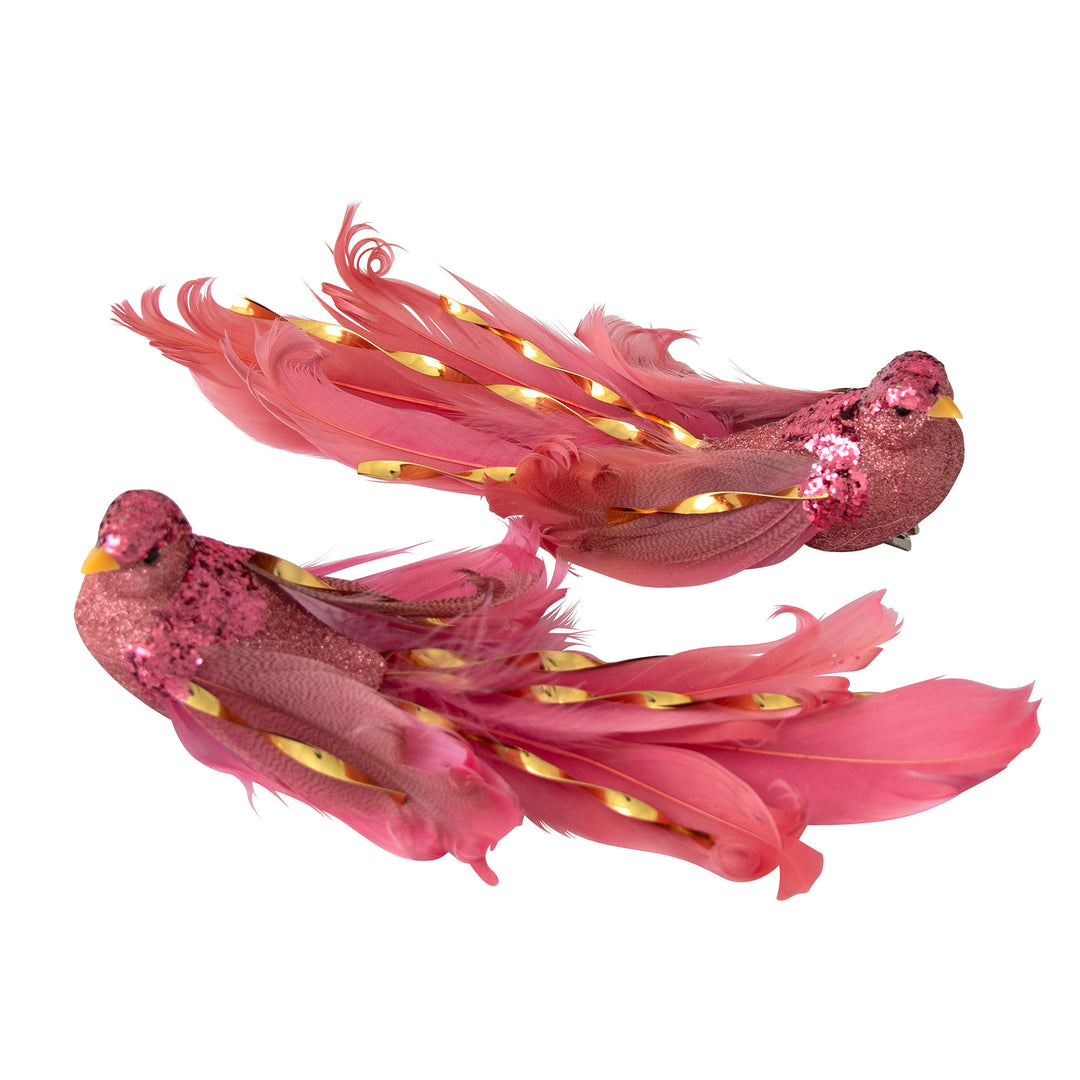 Fuchsia Bird Clip with Bead Detail - Assorted