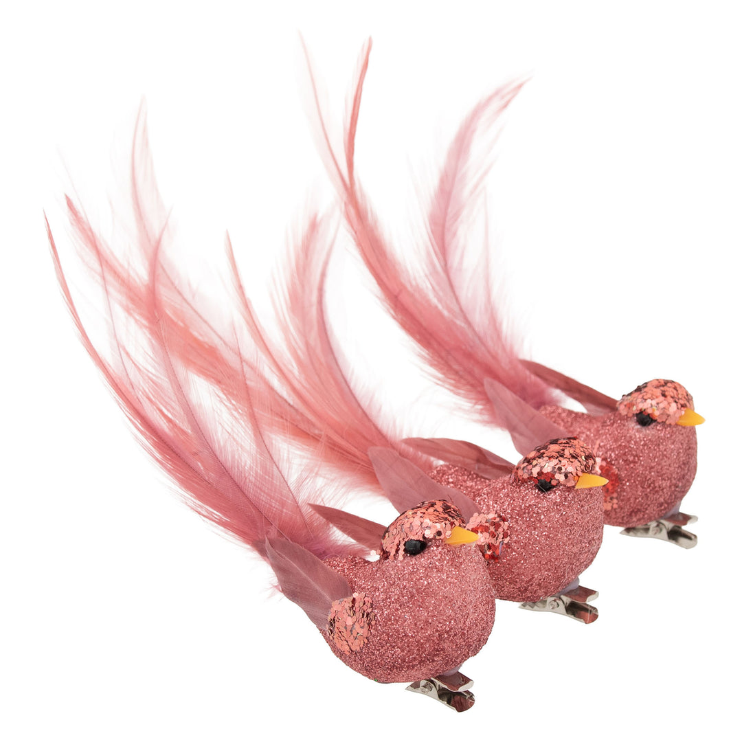 Fuchsia Bird Clip with Glitter Detail - Assorted