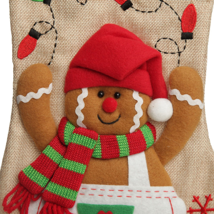 Personalised Gingerbread Girl Christmas Stocking with Dangly Legs - Zoom in