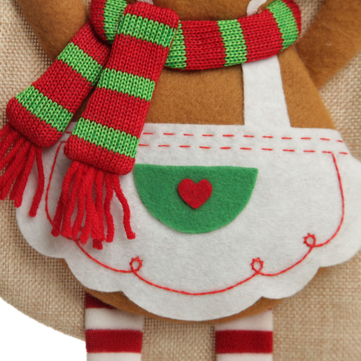 Personalised Gingerbread Girl Christmas Stocking with Dangly Legs - scarf