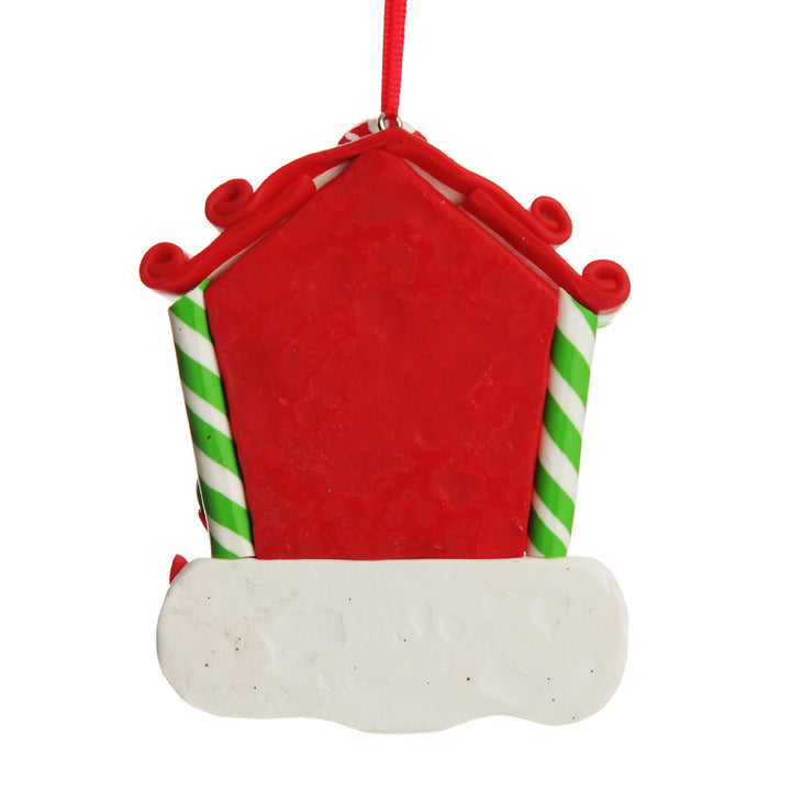 Personalised Gingerbread House Decoration with Boy Elf Back 