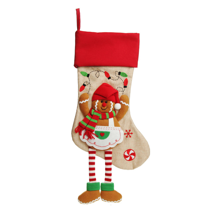 Personalised Gingerbread Girl Christmas Stocking with Dangly Legs