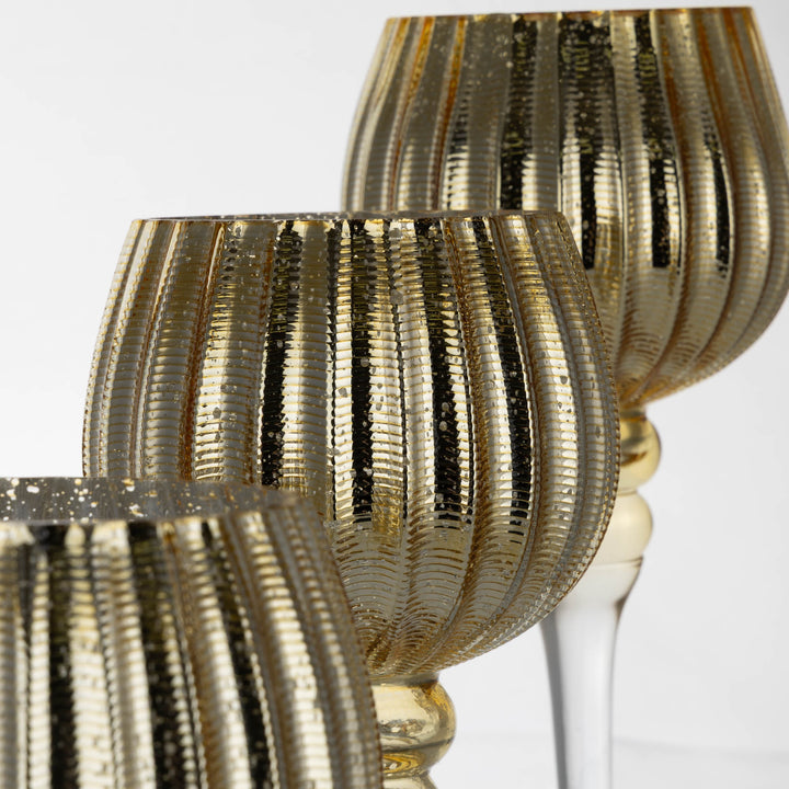 Glass Goblet Candle Holder Set of 3