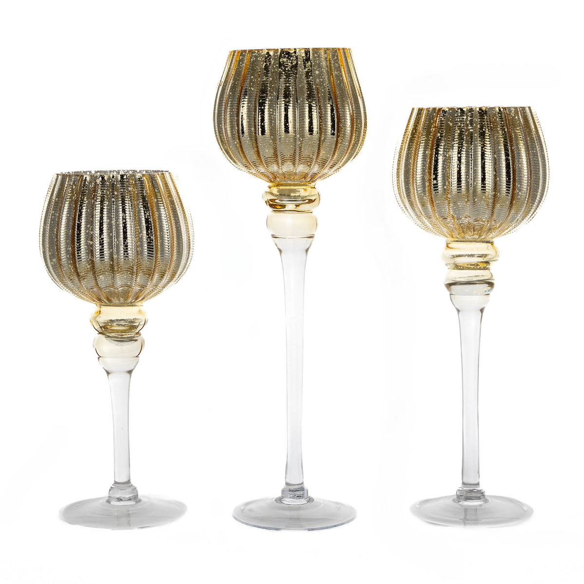 Glass Goblet Candle Holder Set of 3