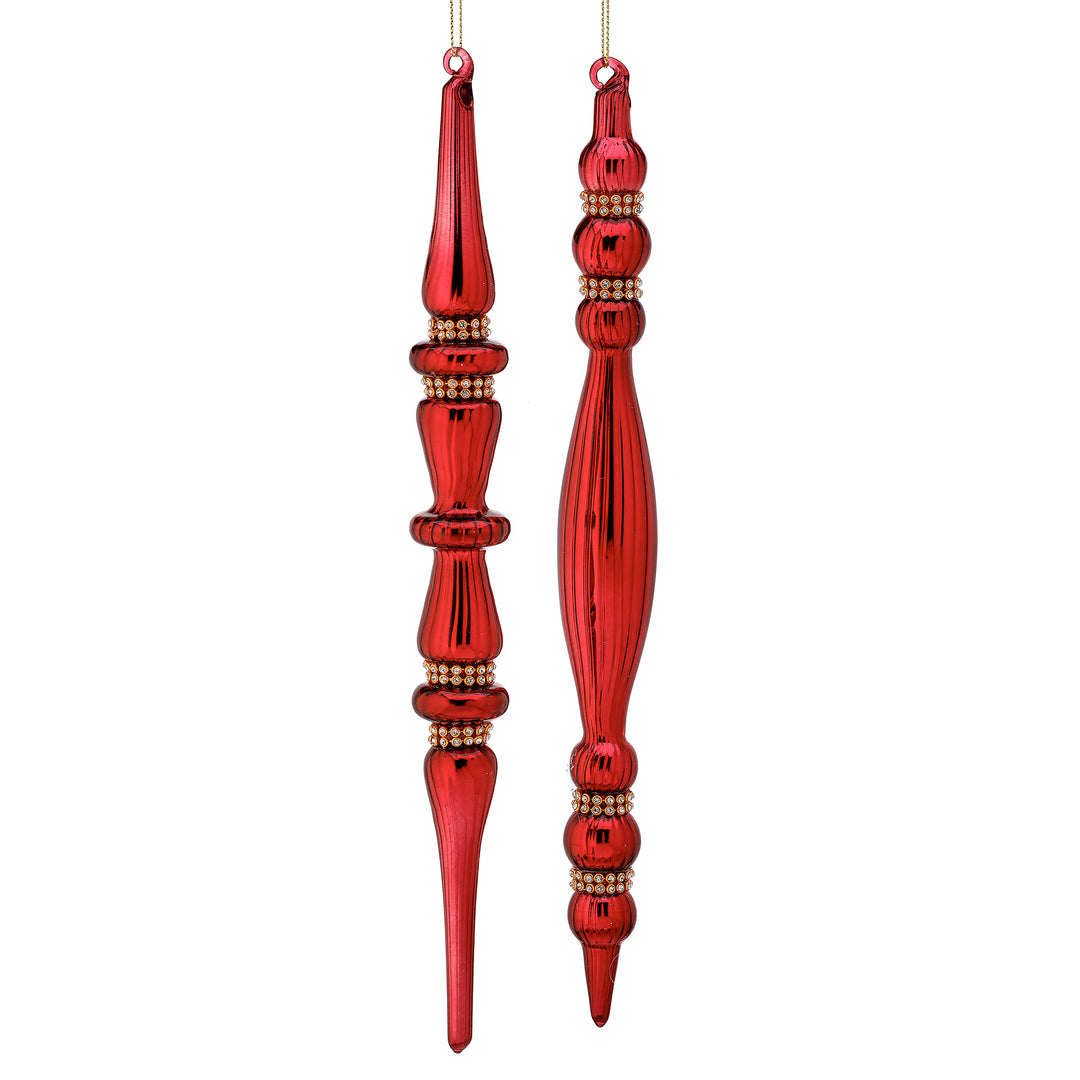 Burgundy Red Glass Long Drop Tree Decoration