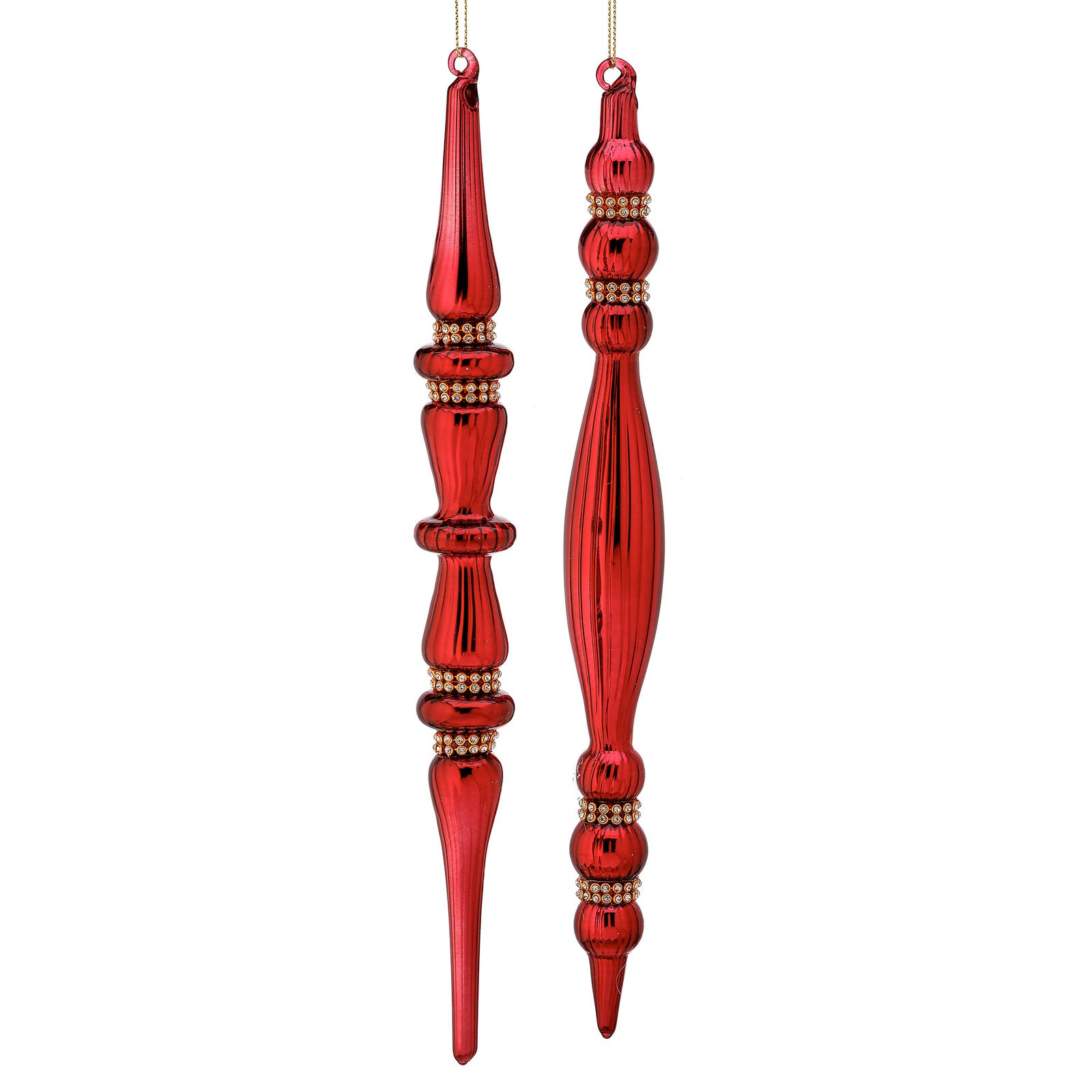 Burgundy Red Glass Long Drop Tree Decoration