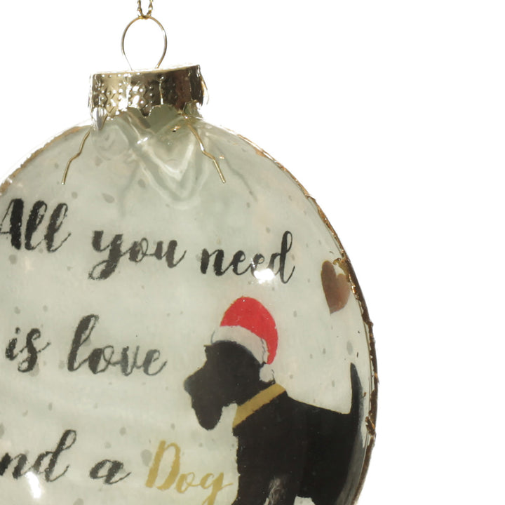 Dog Lovers Christmas Glass Disc Angle