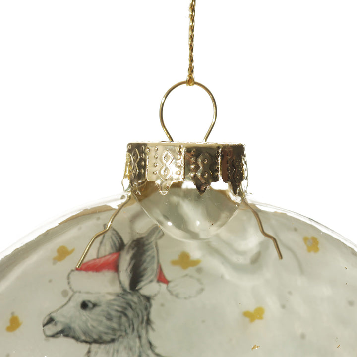 Kangaroo with Santa Hat Glass Disc