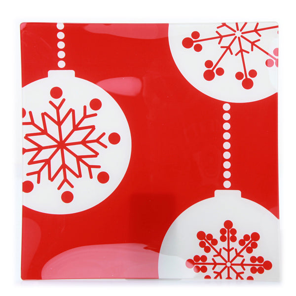 Square Glass Christmas Platter