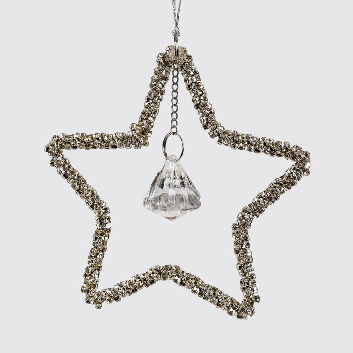 Glimmer Star and Halo Clear Crystal Tree Decorations - Set of 2