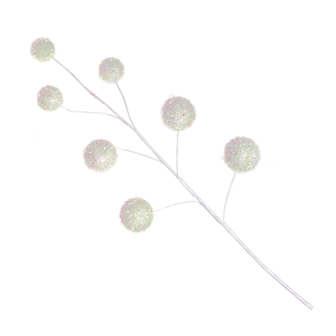 White Glitter Ball Christmas Pick - Set of 2