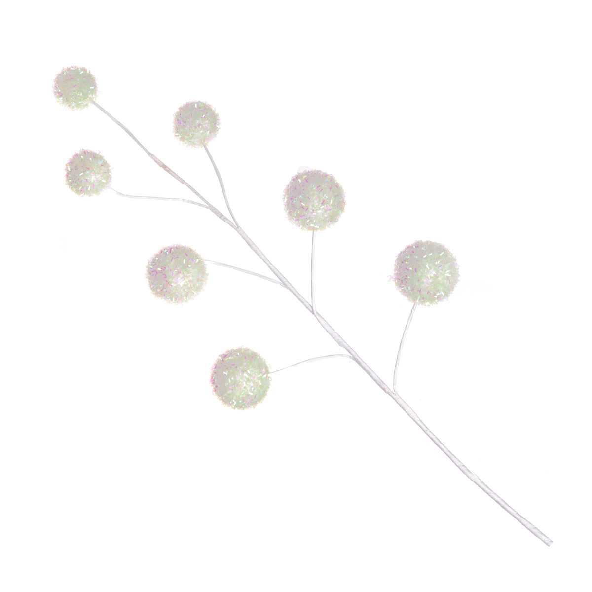 White Glitter Ball Christmas Pick - Set of 2