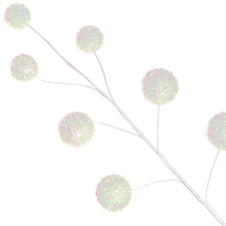 White Glitter Ball Christmas Pick - Set of 2