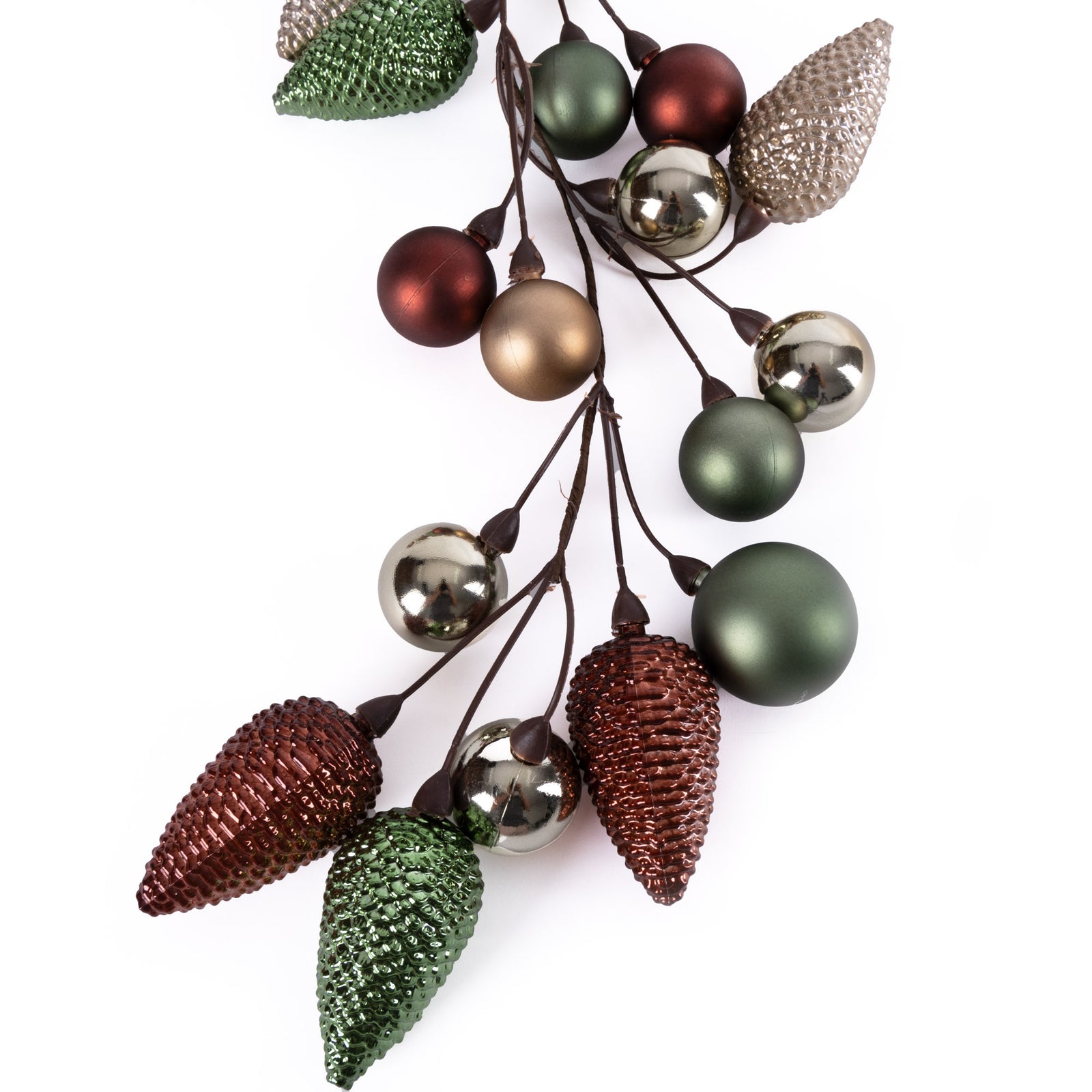 Glitter Bauble and Cone Christmas Garland - 1.8m