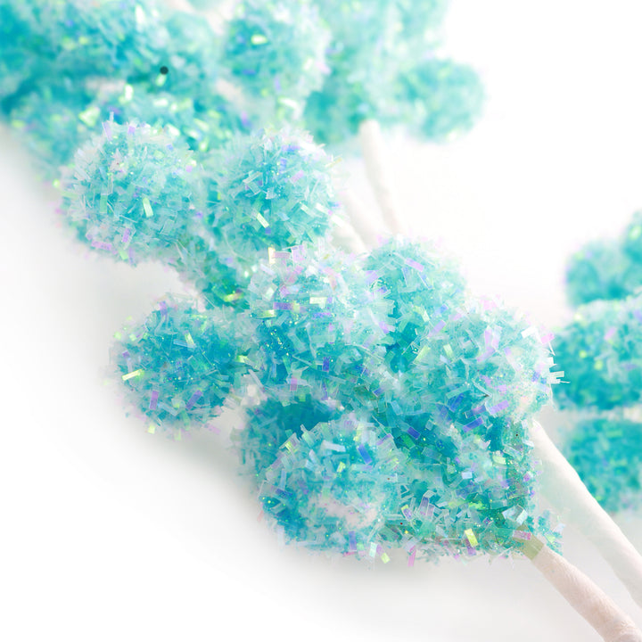 Pastel Blue Glitter Berry Christmas Spray - Set of 2