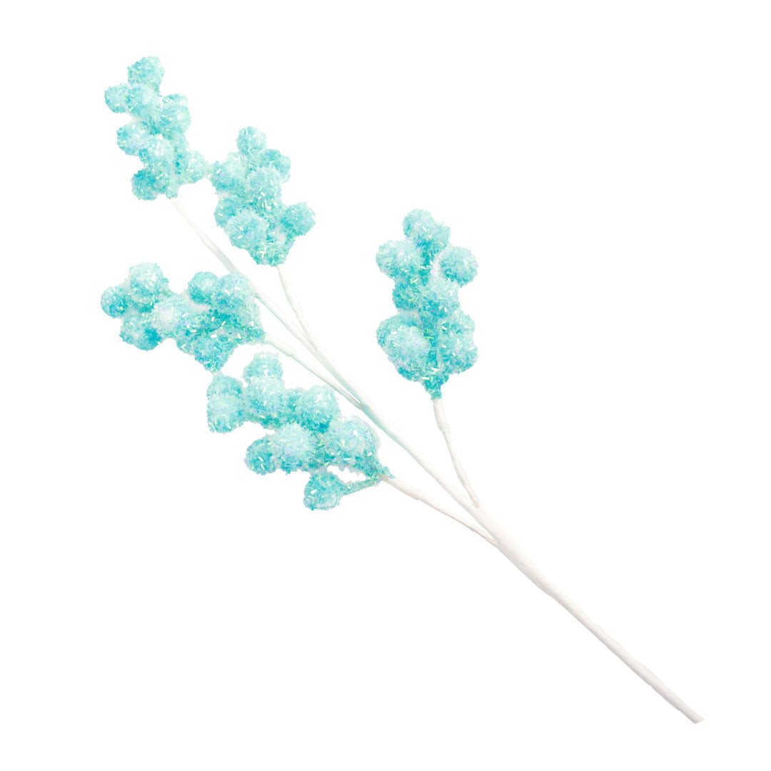 Pastel Blue Glitter Berry Christmas Spray - Set of 2
