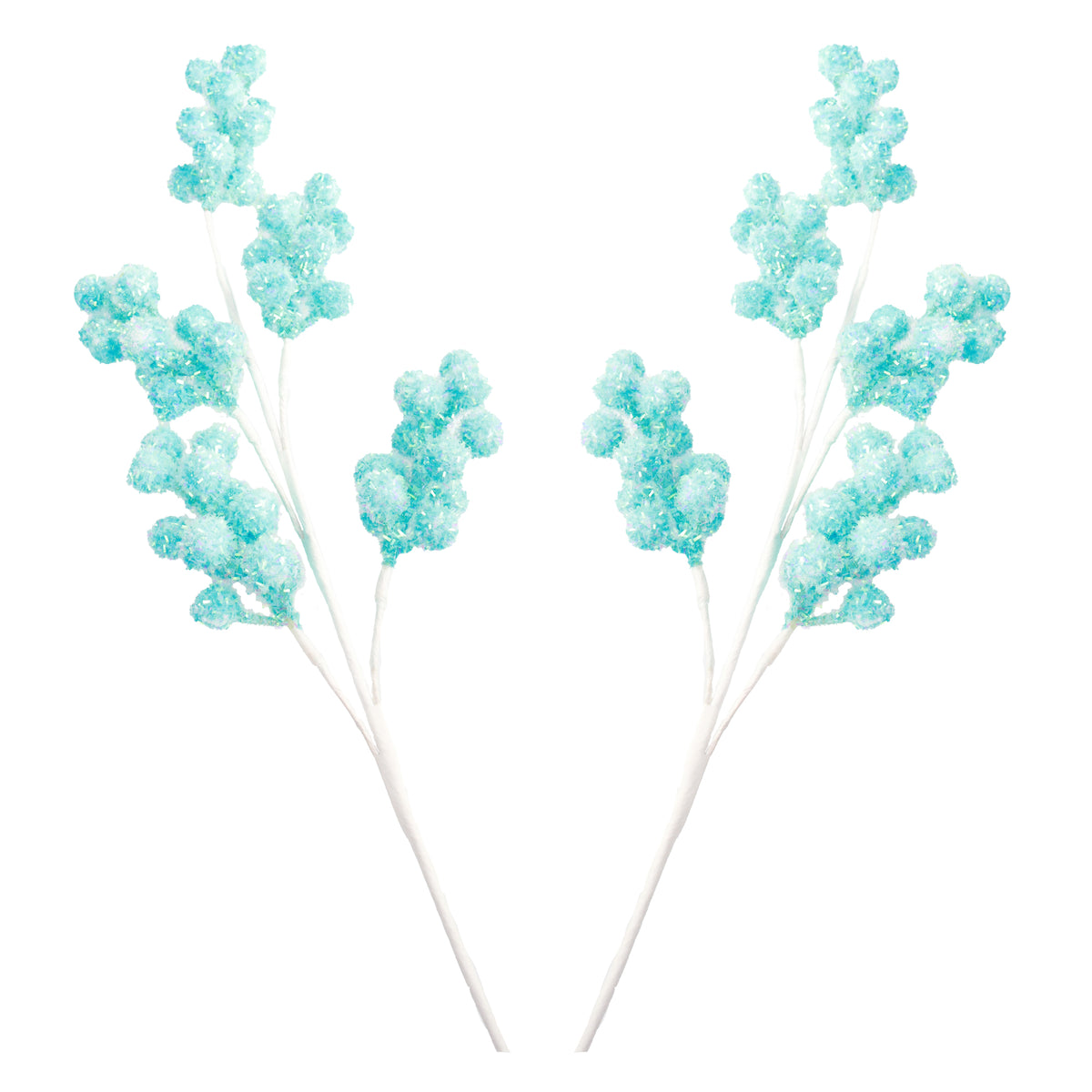 Pastel Blue Glitter Berry Christmas Spray - Set of 2