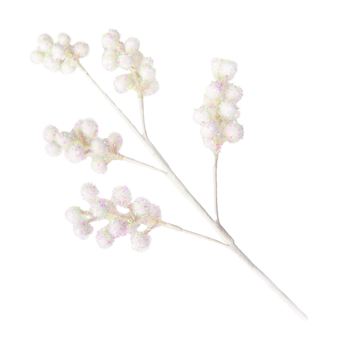 White Glitter Berry Christmas Spray - Set of 2