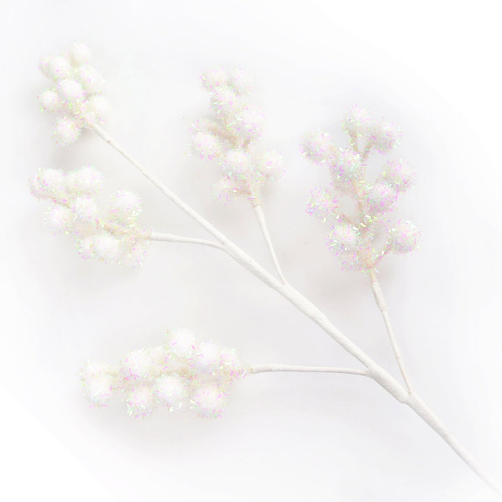 White Glitter Berry Christmas Spray - Set of 2