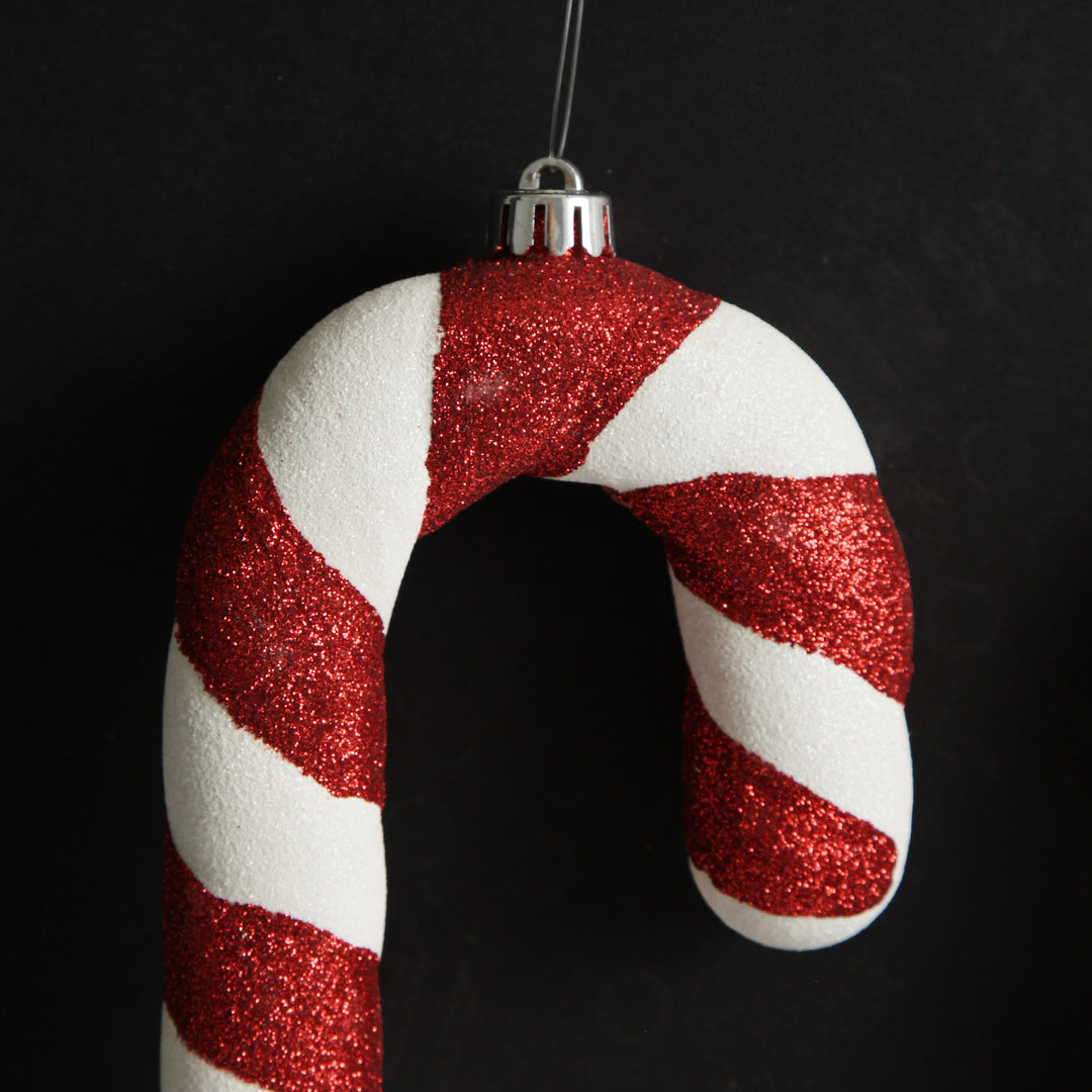 Large Glitter Candy Cane Decorations - Set of 2