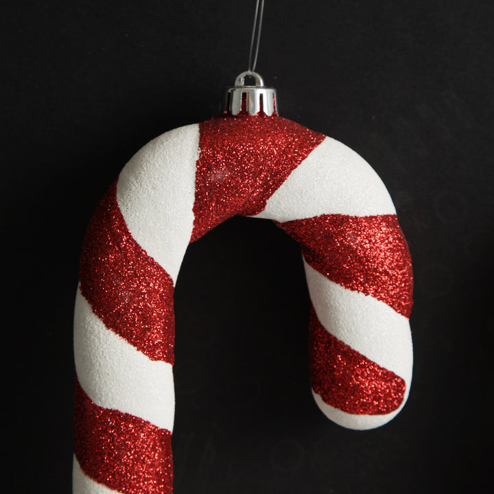 Large Glitter Candy Cane Decorations - Set of 2