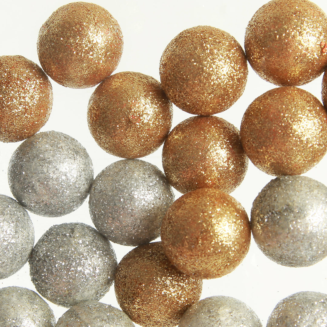 Silver and Gold Glitter Foam Craft Balls - Pack of 20