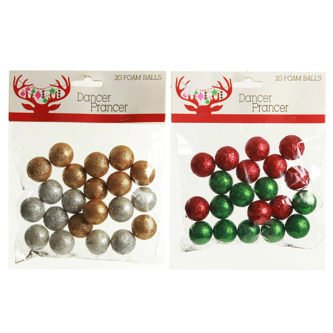 Glitter Foam Craft Balls - Pack of 20