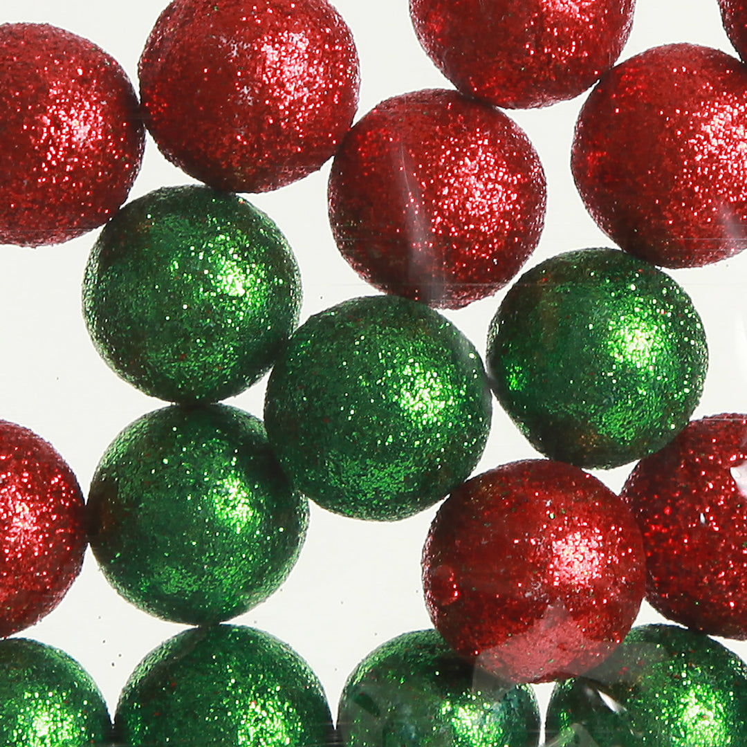 Red and Green Glitter Foam Craft Balls - Pack of 20