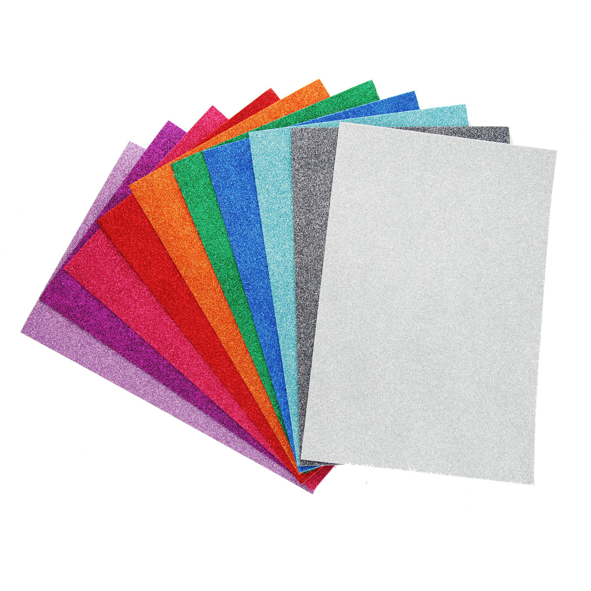 Glitter Foam Self Adhesive Mixed Colours A4 Sheets - Pack of 10