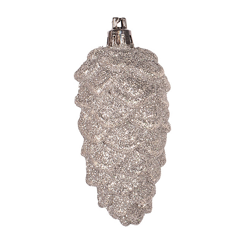 Silver Glitter Pinecones Tree Decoration - Set of 3 
