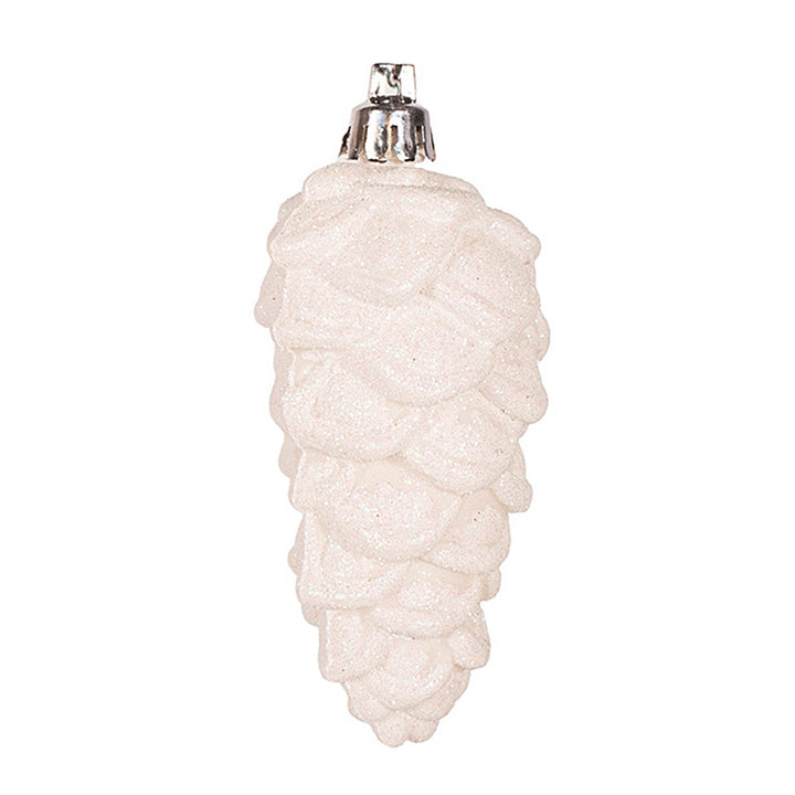 White Glitter Pinecones Tree Decoration - Set of 3